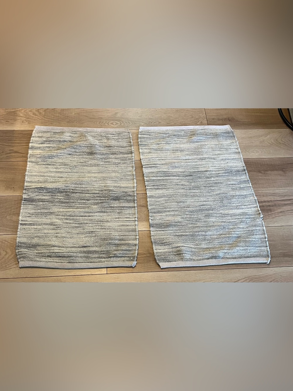 Handwoven Neutral Gray & Cream Area Rugs- set of two